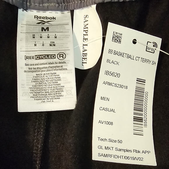 Reebok Basketball Court Top Terry Shorts. - Picture 5 of 5